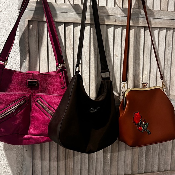 Pink, Black, and Brown Women's Handbag Set 3 - Picture 1 of 15